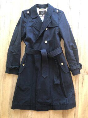Coach Black Women's Trenchcoat Mid Trench Jacket - Size 6.  Pockets!